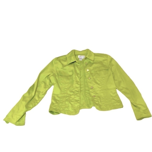 ๐
Liv a Little * ๐ Green Sz Small Denim-like Button jacket technical 98% Cotton - Picture 2 of 12